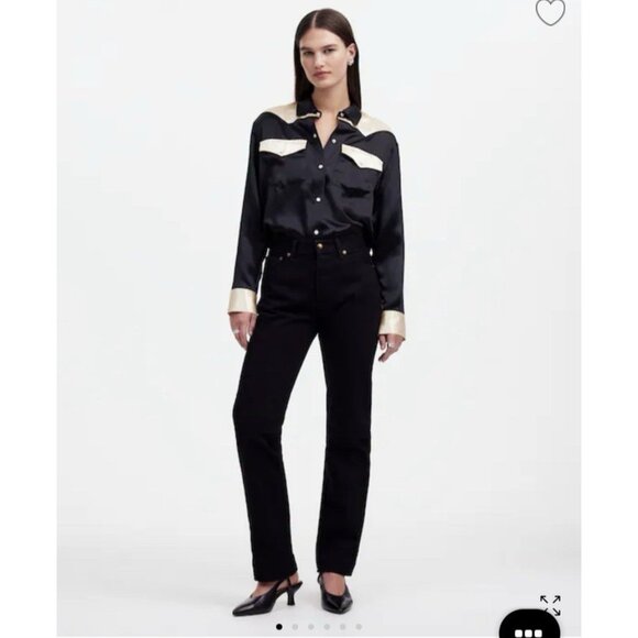 Madewell X Alexa Chung $168 High-Rise Straight Jean Outridge Wash Size 28 NT111 - Picture 2 of 15